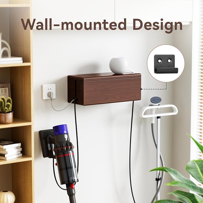 Large Cable Management Box-Stylish Wire Organizer, Wire Concealer and Wire Management Box-Wire Management Box with Protective Sleeve (Brown) - Image 5