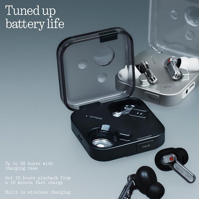 Nothing Ear (3) Wireless Earbuds Super Mic 45dB Hybrid Active Noise Cancelling Bluetooth Headphones Hi-Res 6 Mics, 12mm Dynamic Bass Boost, Dual Connect ANC Sport Ear Buds for iPhone Android, Black
