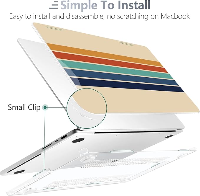 Batianda for MacBook Pro 14 Inch Case 2026-2021 Release M5 M4 M3 M2 M1 Pro/Max, 1.2mm Slim Graphic Hard Shell Cover with Keyboard Cover, Screen Protector 4-in-1 Bundle, Stripes
