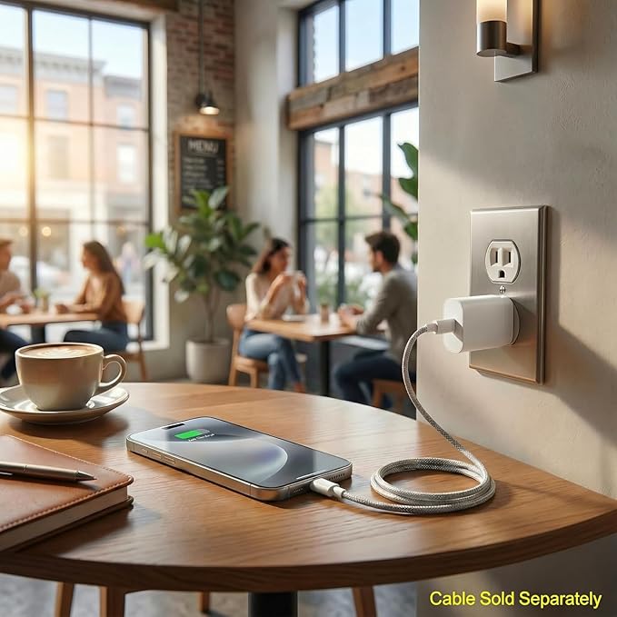 TT&C 30W USB-C Power Brick, PD Super Fast Type-C Wall Adapter Compatible with iPhone 17, 17 Pro Max, iPhone Air, 17e, 16, 16e, 15, iPad mini, Samsung Galaxy S26, S25, S24 White 2-Pack