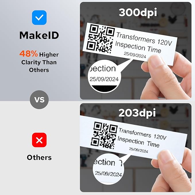 Makeid P31S Portable Industrial Label Printer, 1" Print Head with Bluetooth, Mobile/PC Software, with 0.75" x 19.68ft Label for Wire, Cable & Heat Shrink Tubes at Job Sites.
