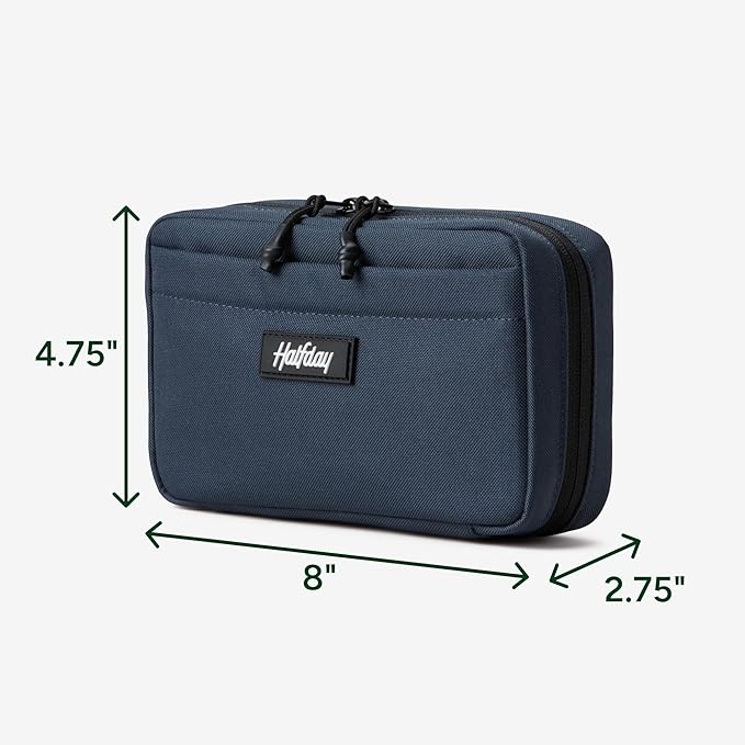 Halfday Sidekick Tech Organizer Kit | Flip-Out Kickstand for Phone/Tablet, Zip-Flat Pouch with Power Mesh & Elastic for Cable & Charger (Splash-Resistant Travel Electronics Accessories Case), Marine