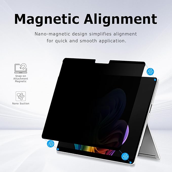 Adeway Privacy Screen Protector for Surface Pro 11/10/9/8/X 13 Inch, Magnetic Nano, Anti-Spy, Removable, Blue Light & UV Blocking, Anti-Glare