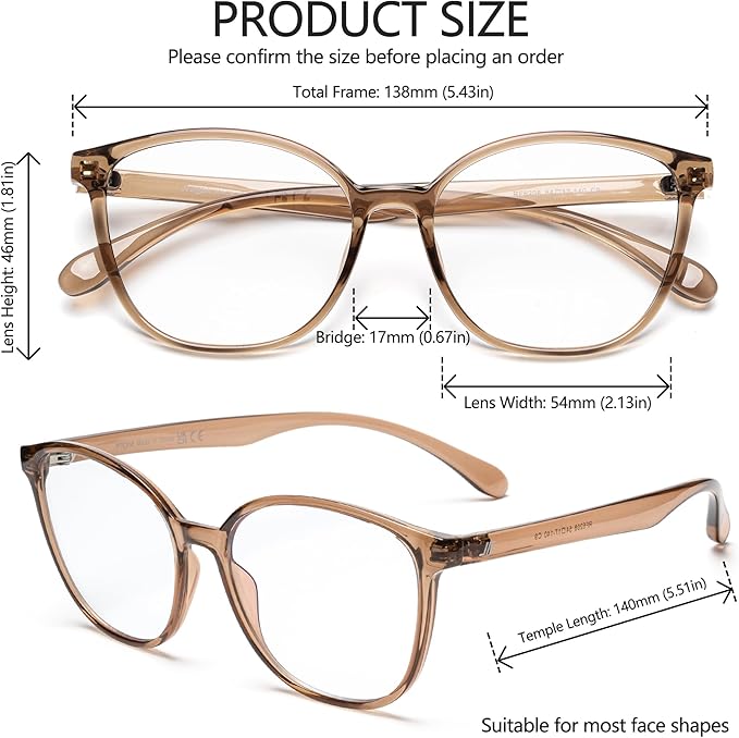 Women's Blue Light Blocking Glasses, TR90 Frame Computer Gaming Glasses Anti Eyestrain & UV Glare RF6208