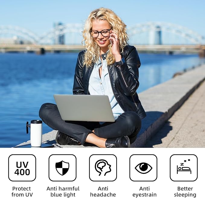 Okany Blue Light Blocking Glasses for Women Men Woman Black Computer Screen Filter Gaming Glasses Womens Mens 99.9% Blue Light Blocker Round Fashion Eye Glasses