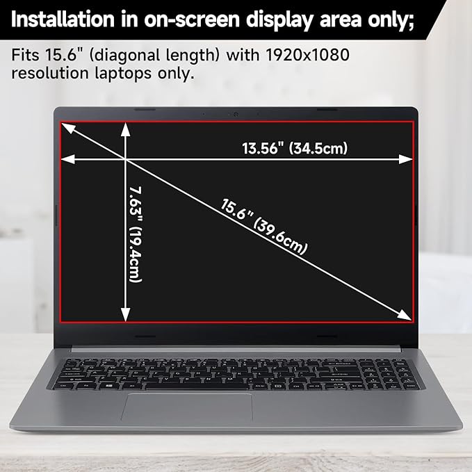 15.6 Inch 1920x1080 Laptop Privacy Screen Filter, Anti Blue Light Glare & Anti Scratch Computer Privacy Shield for 15.6" with 16:9 Aspect Ratio Laptop Portable Monitor