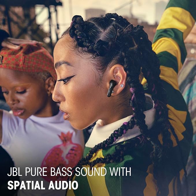 JBL Tune Flex 2 - True Wireless Noise Cancelling Earbuds with JBL Spatial Sound and Smart Ambient Technology, 6 mics for Perfect Calls, up to 48Hrs of Playback, IP54 Dust & Water Resistant (Black)