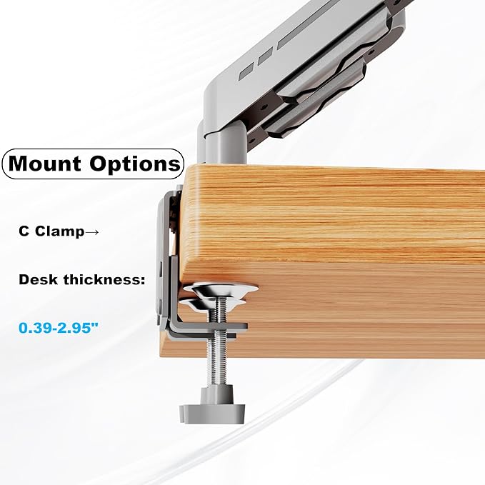 THEARK Dual Monitor Stand for Desk - Dual Monitor Mount for 17-32 Inch Screens,Height Adjustable Dual Monitor Arm Desk Mount with Clamp and Grommet Base,75x75/100x100mm VESA Mount,Max 19.8 lbs,Silver