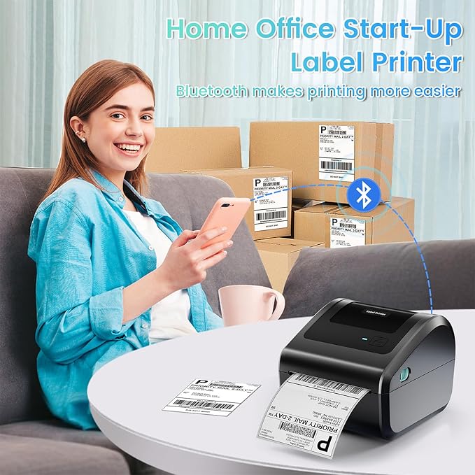 Bluetooth Shipping Label Printer 4x6, D450BT Thermal Label Printer for Shipping Packages, Thermal Printers for Small Business, Compatible with Android, iPhone, Windows, macOS, Tiktok, UPS