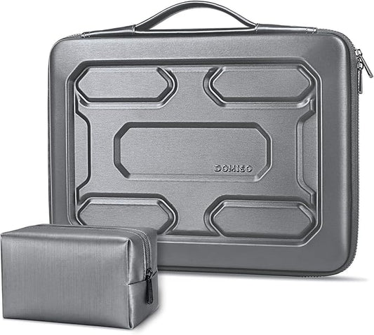 DOMISO Laptop Hard Case 17-17.3 inch Waterproof Shockproof Hard Shell Laptop Sleeve with Handle & Storage Pocket, Compatible with MacBook, HP, Dell,Dark Grey