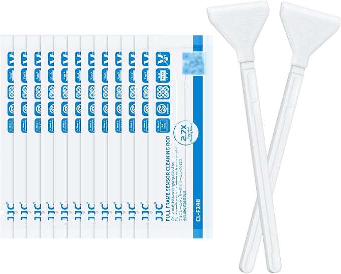 12pcs 24mm Full Frame Sensor Microfiber Cloth Cleaning Swab Cleaning Stick for Reflex & Mirrorless Digital Camera CCD CMOS Disposable Camera Sensor Swab Kit by JJC