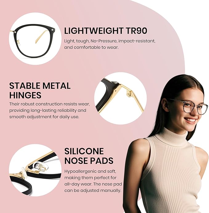 Cyxus Blue Light Glasses for Woman, Stylish Cat Eye Blue Light Blocking Computer Glasses for Working, Laptop and Screen Use