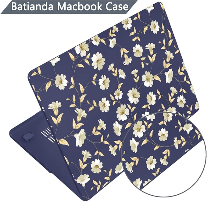 Batianda for MacBook Pro 14 Inch Case 2026-2021 Release M5 M4 M3 M2 M1 Pro/Max, 1.2mm Slim Graphic Hard Shell Cover with Keyboard Cover, Screen Protector 4-in-1 Bundle, Serene Flowers