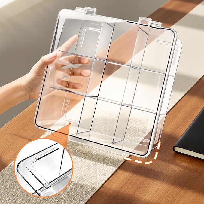 Charger and Cable Organizer Box with 10 Wire Ties, Adapter Storage Box, Plastic Charger Cable Cord Storage Organizer