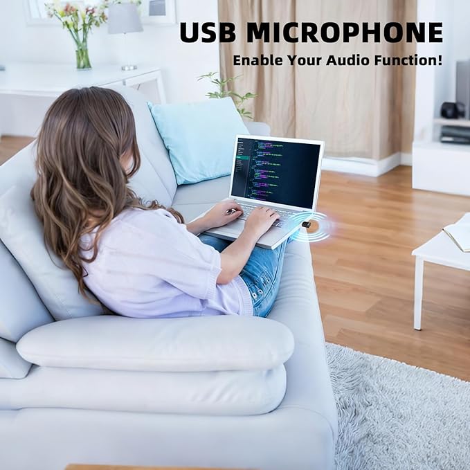 USB Microphone for PC & Laptop, Plug and Play Mini USB Mic for Clear Voice Calls, External Small Microphone for Zoom Meetings, Online Classes, Gaming Chat, Portable Laptop Microphone