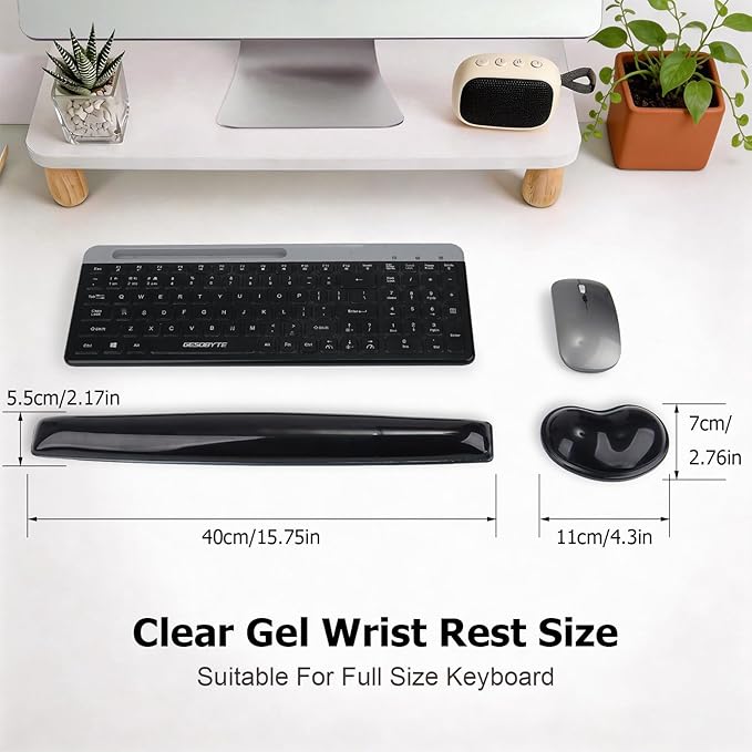 Gel Keyboard & Mouse Wrist Rest Set - Keyboard Wrist Rest Pad & Mouse Support for Office Gaming Pad Computer Laptop Ergonomic Comfortable Pain Relief- Pad Set (Black Pad Set)