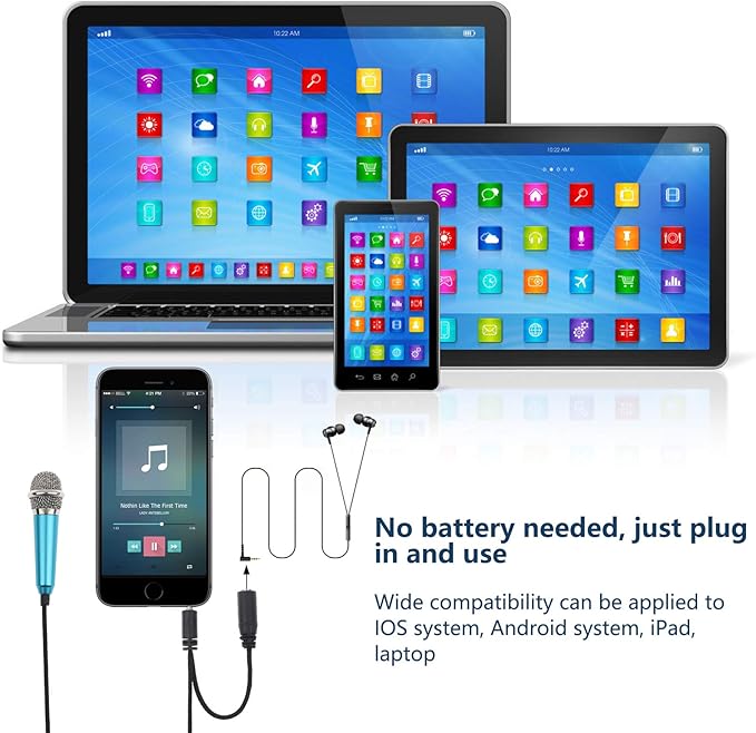 LOCOLO 4Pcs Mini Microphone Mini Karaoke Microphone for Voice Recording Portable Microphone Chatting and Singing Compatible with Smartphone iPhone iPad Laptop