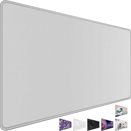 Large Mouse Pad, Desk Mat Large Office Desk Pad Gaming Mouse Pad with Stitched Edges, 31.5" x 15.7" Mousepad with Non-Slip Waterproof Rubber Base for PC Laptop Home Office Accessories, Gray