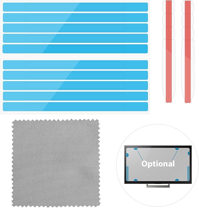 12pcs Privacy Screen Adhesive Strips and 2pcs Plastic Slide Mount Tabs for Computer Monitors with Microfiber Cloth for Easily Installing Laptop Privacy Screen Protector - Replacement Kits