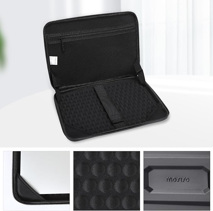 MOSISO 13-14 inch Laptop Hard Case, 13.3 inch Waterproof Shockproof Computer Bag Compatible with MacBook HP Dell, Mechanical Geometric EVA Carrying Sleeve Laptop Case Hard Shell with Handle, Black