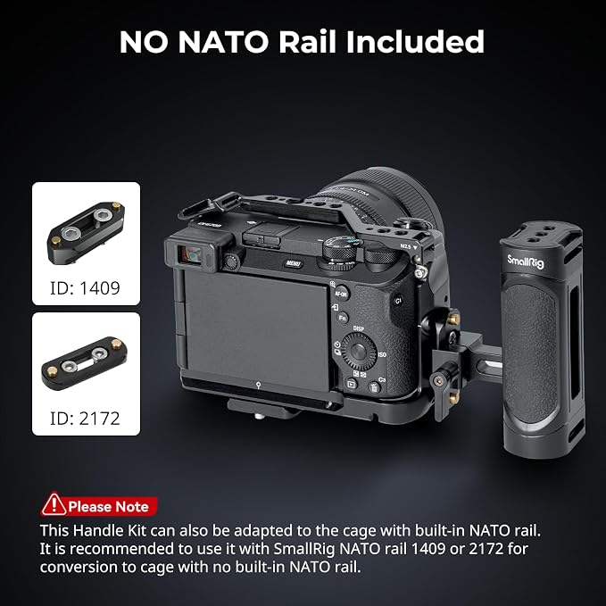 SMALLRIG Mini Camera Side Handle with NATO and 1/4"-20 Screws Installation Options, for Left and Right Hand, with 1/4"-20 Threaded Holes, Wrist Strap Holes, Cold Shoe, Up and Down Adjustable - Image 7