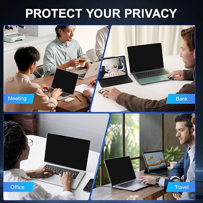2Pack Magnetic 14 Inch Laptop Privacy Screen 16:10 Aspect Ratio, Removable Anti-Blue/Glare Protector Film, Anti Spy Desktop Security Private Filter 14in