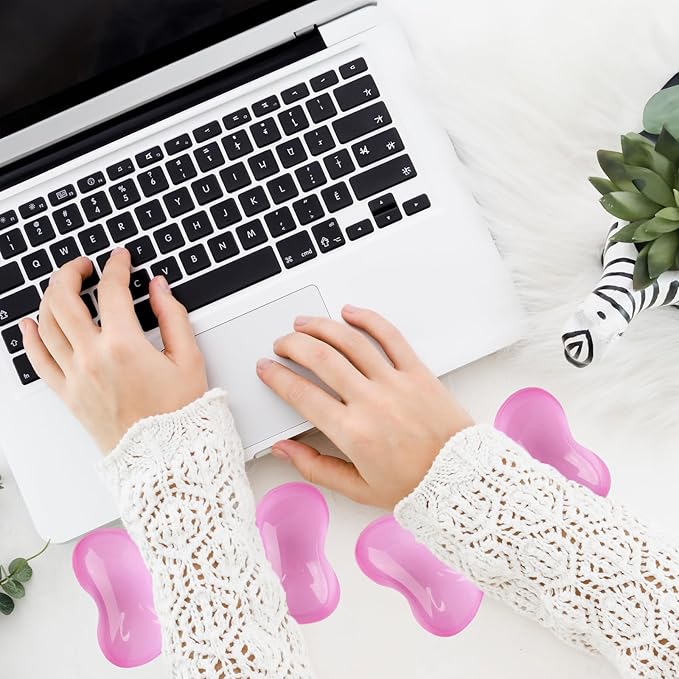 Gel Wrist Rest for Keyboard and Mouse Transparent Pink Bow Elbow Pad Cushion Ergonomic Cute Clear Cool Heart Mouse Wrist Pad Silicone Non-Slip Support for Computer Gaming Home Office Women Hand Pillow
