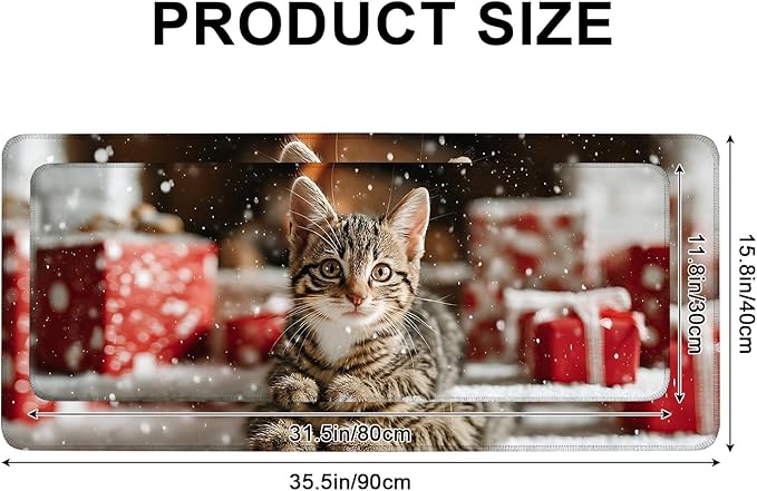 Mouse Pad, Large Anti-Slip with Stitched Edges Desk Mat Desktop Laptop Computer Desk Keyboard Mat,Table Protector Blotter Mat (cat, 31.5" x 11.8")