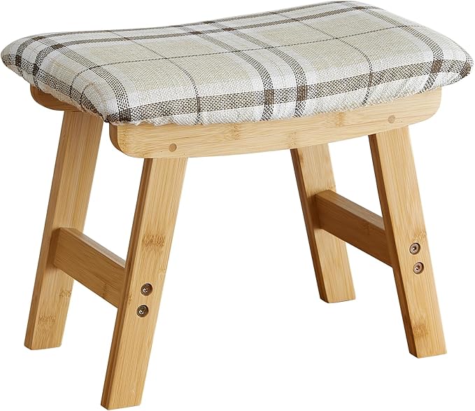 viewcare Foot Stools Ottoman, Small Soft Footrest Ottoman with Wood Legs, Sofa Footrest Extra Seating for Living Room Entryway Office