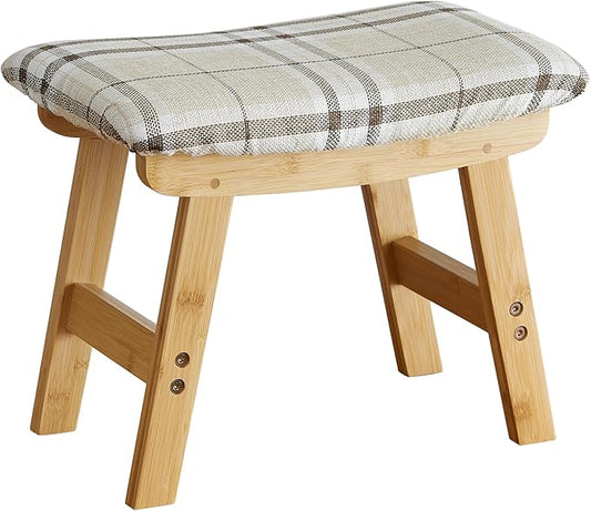 viewcare Foot Stools Ottoman, Small Soft Footrest Ottoman with Wood Legs, Sofa Footrest Extra Seating for Living Room Entryway Office