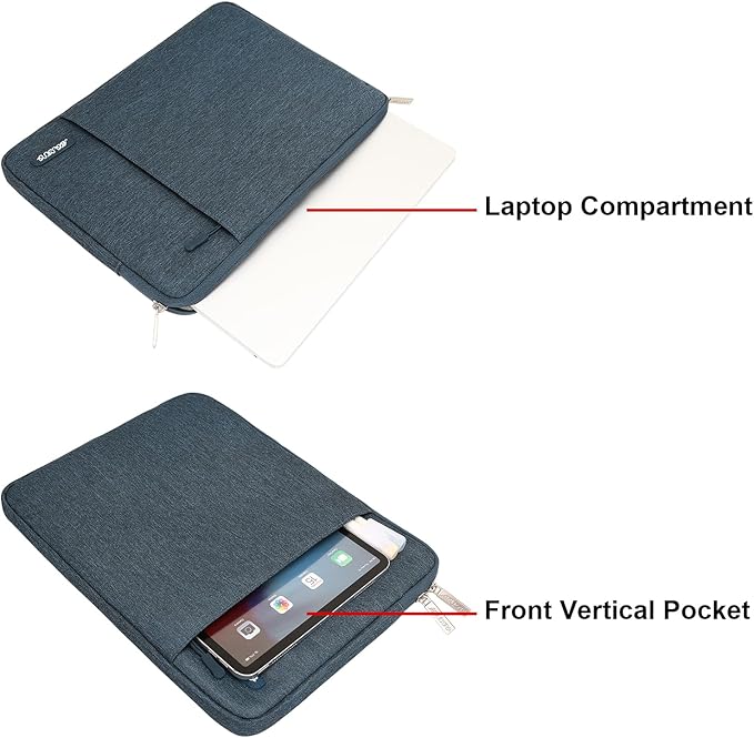 MOSISO Laptop Case 16 inch, 15-15.6 inch Laptop Sleeve Compatible with MacBook Pro 16 M5 M4 M3 M2 M1, HP Acer Dell Lenovo ASUS, Polyester Vertical Computer Sleeve Bag with Pocket, Haze Blue