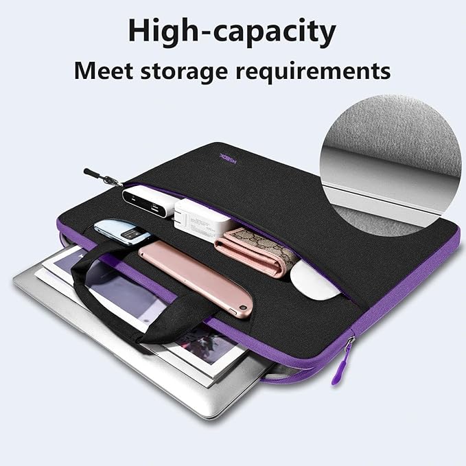 Hseok Laptop Shoulder Bag 15 15.6 16 Inch Briefcase,Compatible MacBook Pro/Neo 16",MacBook Air/Pro 15,XPS 15/16 and most 15.6-16 and Most 15-16 Notebooks,Spill-Resistant Handbag,Black Purple