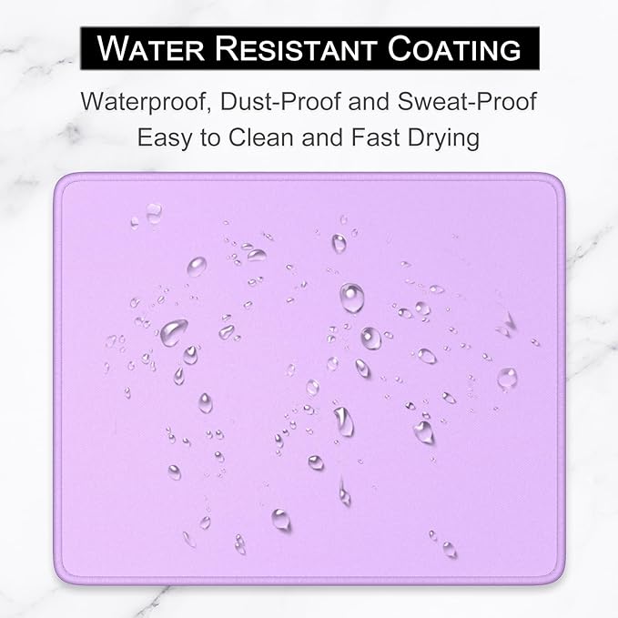 Hsurbtra Mouse Pad, Premium-Textured Square Mousepad 10.2 x 8.3 Inch, Stitched Edge Anti-Slip Waterproof Rubber Pretty Cute Computer Mat for Office Gaming Laptop Women Kids Vanilla Purple