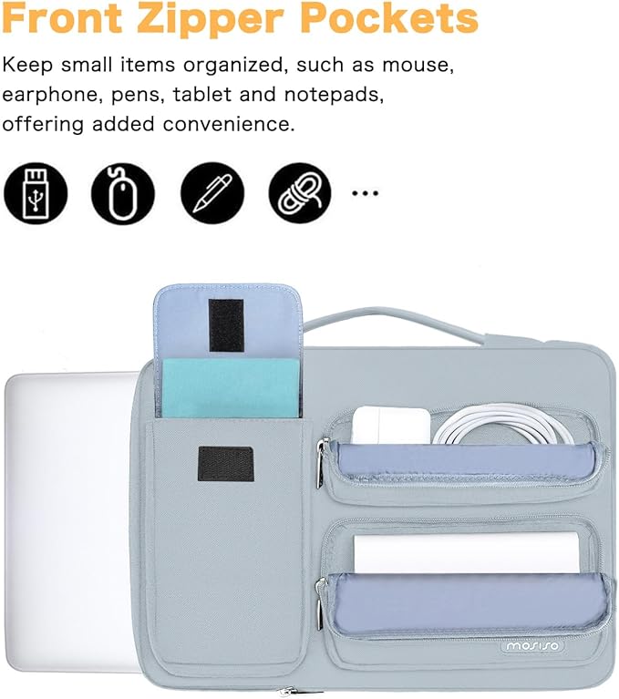MOSISO 360 Protective Laptop Case 16 inch,15-15.6 inch Laptop Sleeve Compatible with MacBook Pro 16 M5 M4 M3 M2 M1,HP Acer Dell Lenovo ASUS,Side Open Bag with 2 Raised&1 Flapover Pockets, Baby Blue