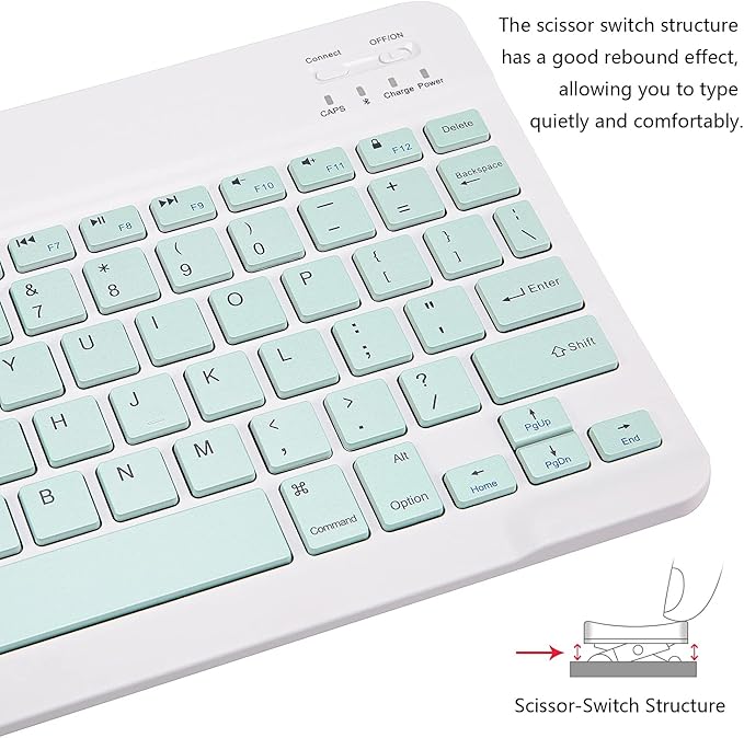 Ultra-Slim Bluetooth Keyboard Portable Mini Wireless Keyboard Rechargeable for Apple iPad iPhone Samsung Tablet Phone Smartphone iPadOS iOS Android (10 inch Light Green)