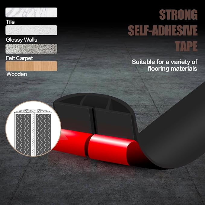 Floor Cord Cover Self Adhesive Cord Hider,3.3FT Cable Management, Extension Strip Protector for Wires, Prevent Cable Trips for Offices, Gyms, Exhibitions Cavity:0.51"(W) x 0.3"(H) Black - Image 4