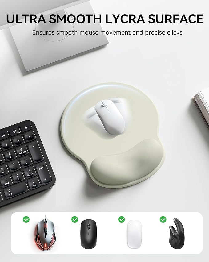Laborio Mouse Pad with Wrist Rest, Ergonomic Mouse Pads for Desk, Office Non-Slip Mousepad with Gel Wrist Support(Light Green, 10.6''L x 9''W)