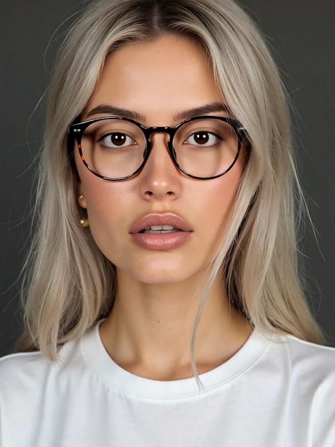 Round Blue Light Blocking Glasses Lightweight Chic Frame Anti Eye Strain Protection Computer Gaming for Women and Men