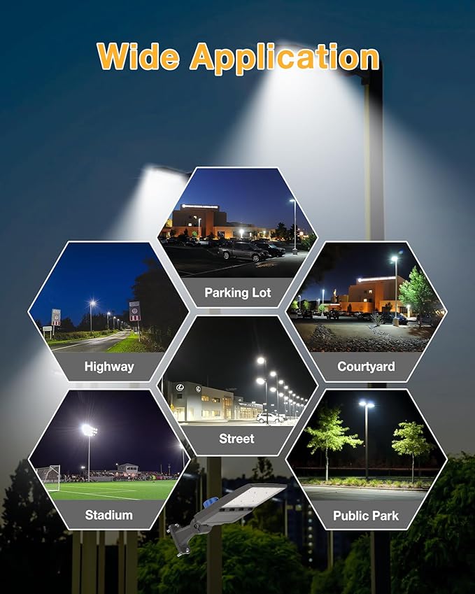 200W LED Parking Lot Light,28000LM 5000K LED Parking Lot Lights Outdoor, Adjustable Arm Mount,IP65 Waterproof,100-277V Commercial LED Area Security Light for Parking Lot,Stadium,Yard,Roadways