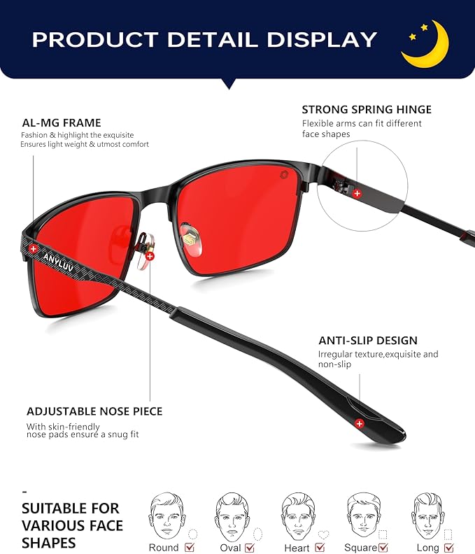 ANYLUV Blue Light Glasses for Men/Women, Lightweight Blue Light Blocking Glasses, Anti-Eye Strain Computer Glasses for Gaming
