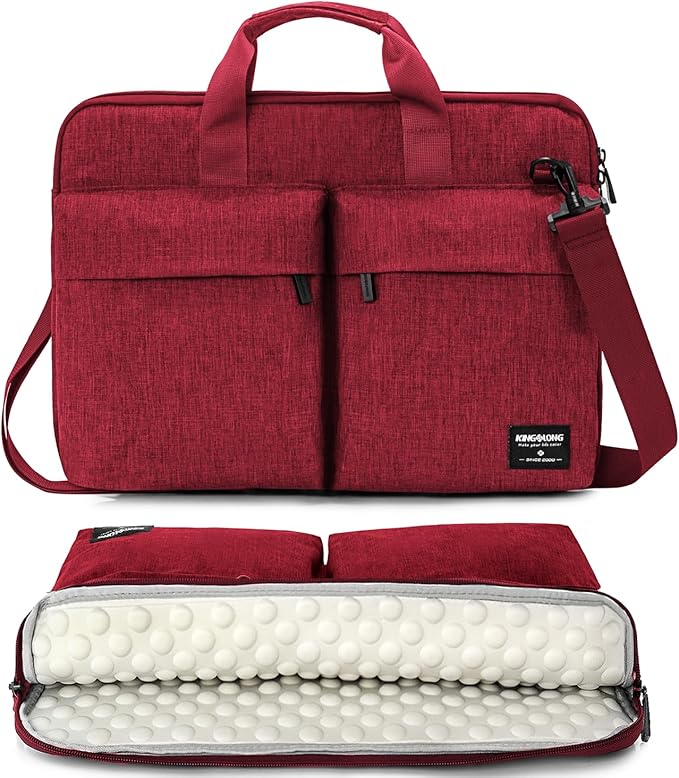 KINGSLONG 15.6 inch Laptop Shoulder Bag Sleeve, Slim Shockproof Computer Notebook Ultrabooks Carrying Case Handbag Cover Fit for Acer Asus Dell Lenovo HP, Red