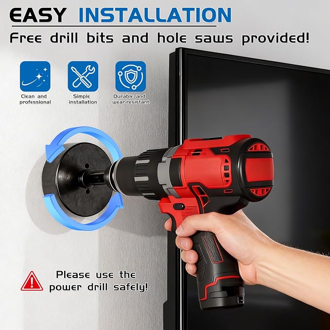 in Wall Cable Management Kit,All-in-One Voltage Adapted Cable Organizer, Streamline Wires for Living Room/Office | Easy Install Wall Wire Hider, with Drill Hardware in Wall Cable Management - Image 5