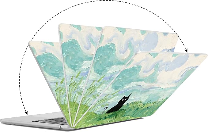 G JGOO Compatible with MacBook Air 13 inch Case 2026 2025-2022 M5 A3449 M4 A3240 M3 A3113 M2 A2681, Plastic Hard Shell for MacBook Air 13.6 inch Case+Keyboard Cover+Screen Protector, Cat Painting