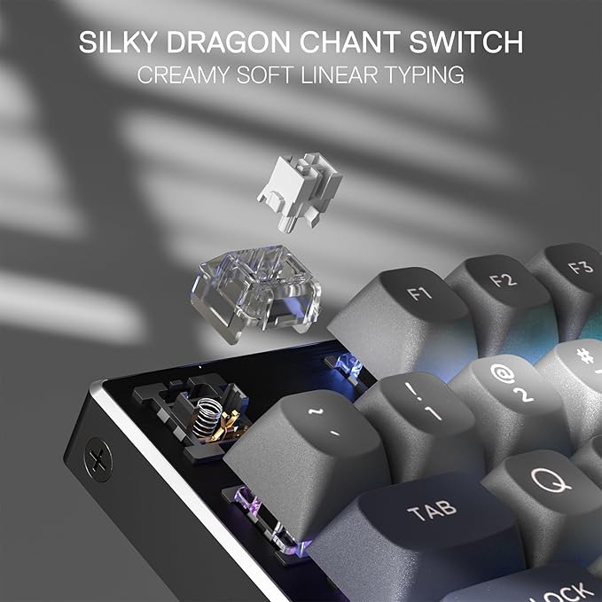 Redragon K556 SE Wired Gaming Keyboard, 104 Keys Hot-Swap Mechanical Keyboard w/Original Aluminum Base, Upgraded Socket, Noise Dampening Kit, PBT Keycaps & Custom Linear Switch, Dawn Sakura Color