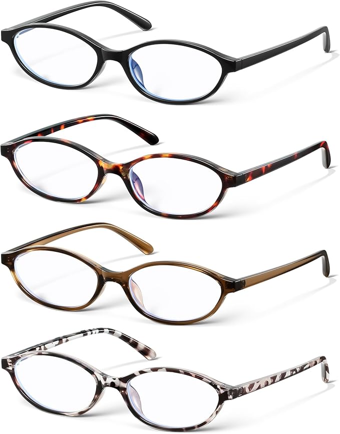 KUGUAOK Retro Oval Blue Light Blocking Glasses for Women 90s Small Cat Eye Eyeglasses Frame TV Bluelight Glasses