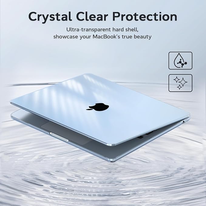 B BELK Compatible with MacBook Air 13 inch Case M5 2026 2025-2022 M4 M3 M2 A3449 A3240 A3113 A2681, Plastic Hard Shell+Keyboard Cover+Screen Protector for MacBook Air 13.6 inch Case, Crystal Sky Blue