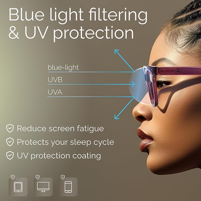 miyya Blue Light Glasses for Women & Men – Oversized UV & Blue Light Blocker Chunky Frames, Stylish Eyewear Accessories