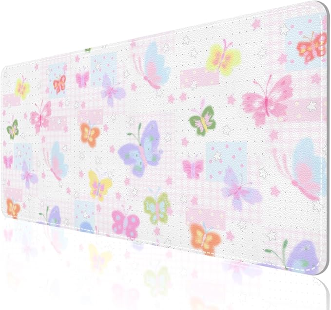 AUPET Leather Desk Pad Blotter Mat, Large Mouse Pad, Non-Slip Waterproof Desk Writing Pad Protector, Desk Decor for Office，Home，Gaming (Butterfly Fantasy, 35.4X15.7 inch)
