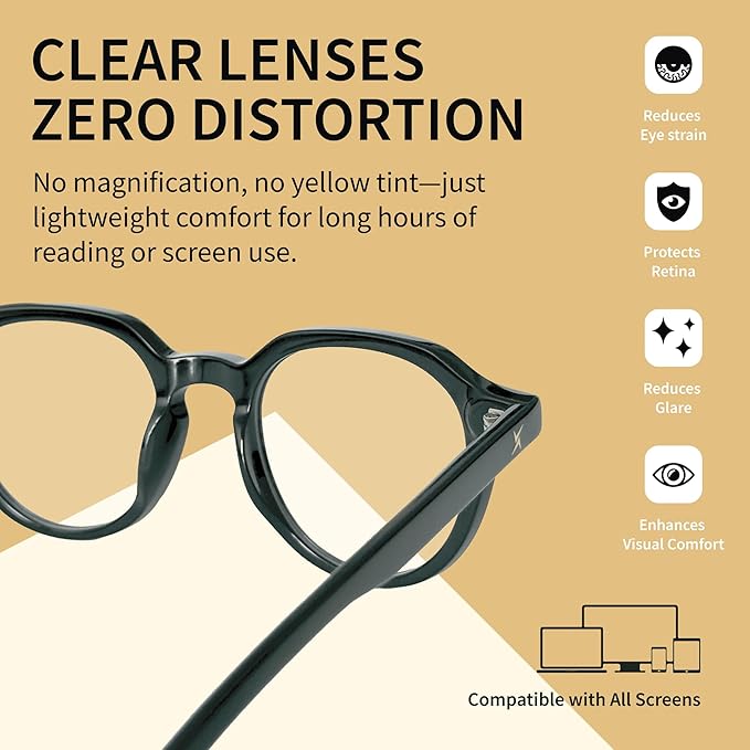Xenvue Blue Light Blocking Glasses for Men – Premium + Stylish Computer and Screen Eyewear, Reduce Eye Strain