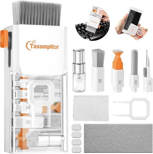 Tassmpitor Laptop Cleaning Kit, All in 1 Keyboard Cleaning kit for MacBook iPad iPhone, Compact Keyboard Cleaner with Brush and Spray for Tablet, Airpods, Earbud, Computer Screen, PC Monitor, White by Tassmpitor